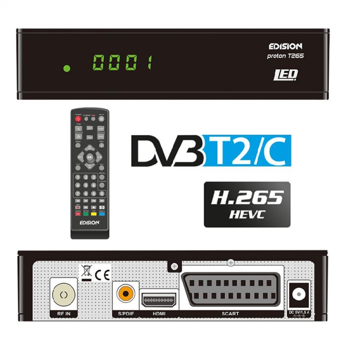 Edision Proton T265 LED DVB-T2 FTA decoder